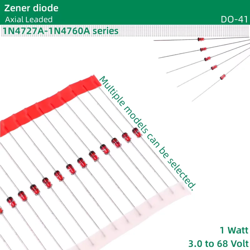 50pcs/lot 1W Zener Diodes DO-41 15V 16V 18V 20V 22V 24V 27V 30V 33V 36V 39V 43V 47V 51V 56V 62V 68V 1N4744A~1N4760A