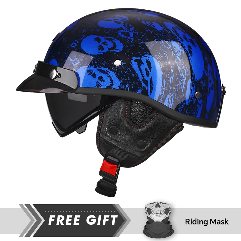 

Half Motorcycle Helmet DOT ECE 1/2 Open Half Helmet Motorbike German Retro Vintage 1/2 Half Helmet Chopper Biker Pilot