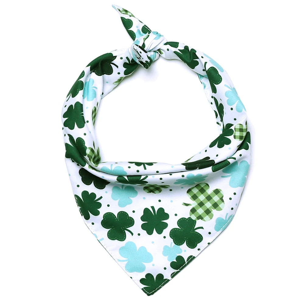 

Pet Green Scarf Bright Color Clover Design Necklace Decor Cats Dogs Party Dress Up Accessories St Patricks Day Gift Dog Collar