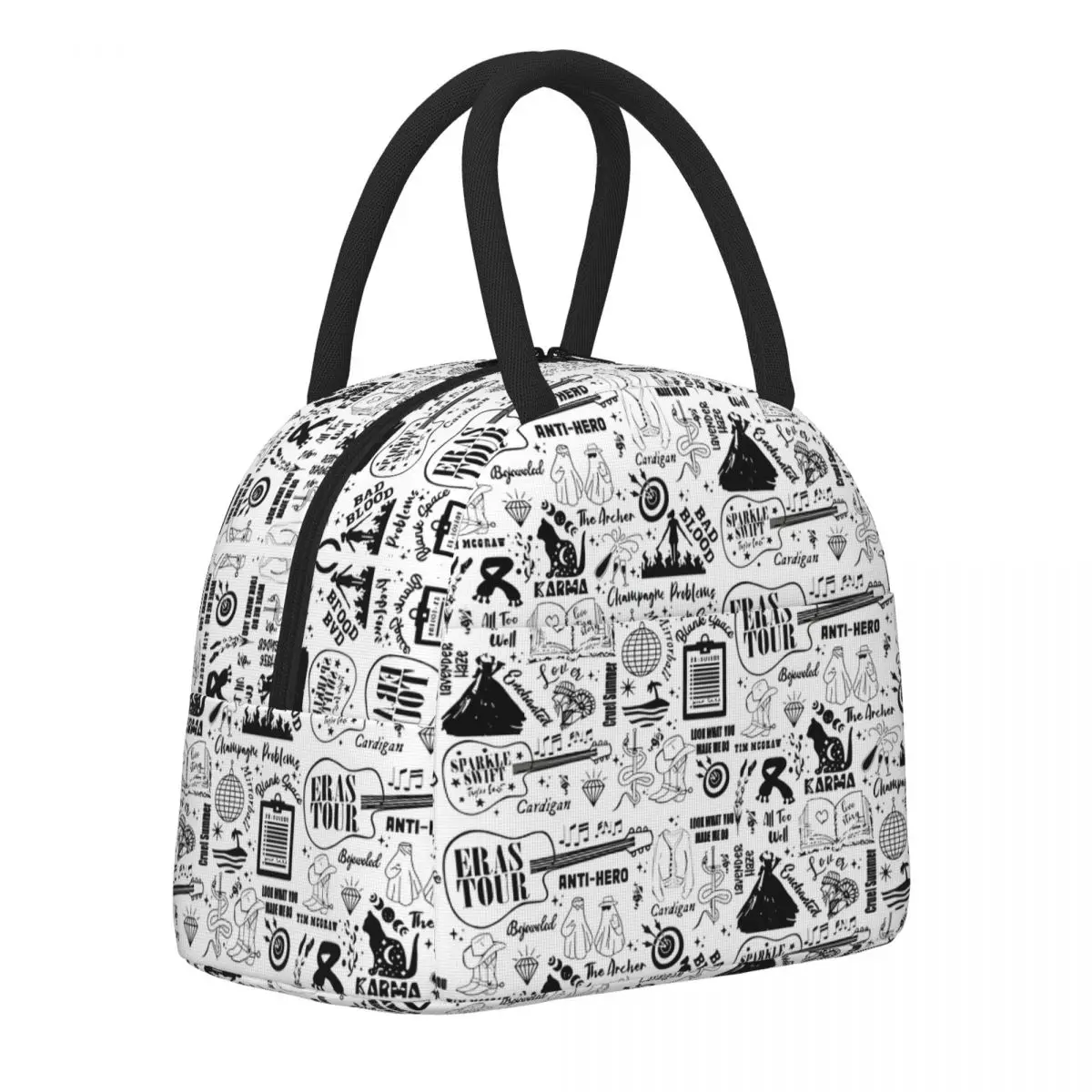 Taylor-Swift-Eras Tour - Pattern Doodle Large Insulated Lunch Bag Leakproof Lunch Container Cooler Bag Tote Lunch Box Work