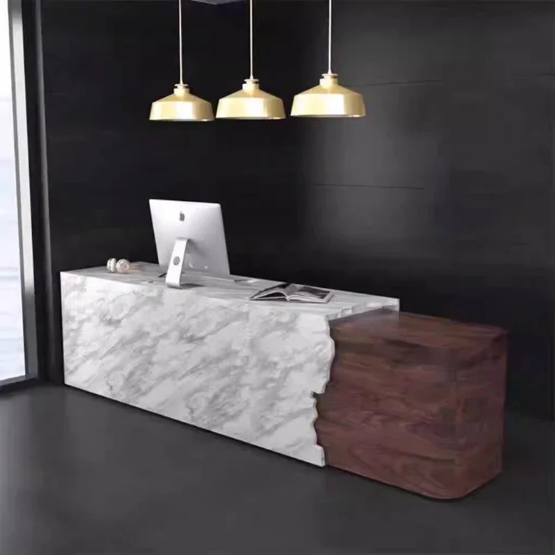 

Clinic Wood Mostrador De Tienda Furniture Front Desk Reception Counter luxury Nordic Modern Design Beauty Salon Reception Desks