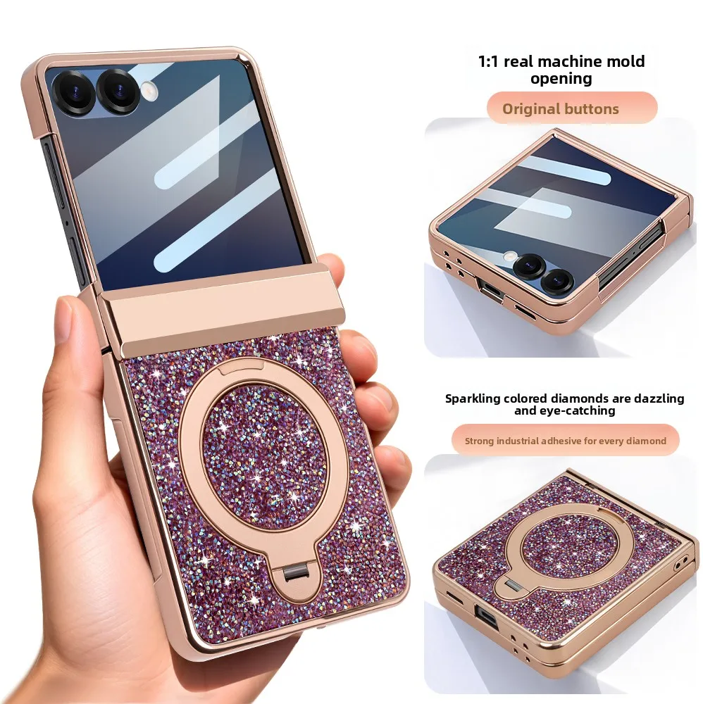 

Магнитный чехол-подставка 360° с защитой от подглядывания и пленкой из ПУ кожи для Samsung Galaxy Z Flip 7 6 Flip6 Flip7, защита шарнира