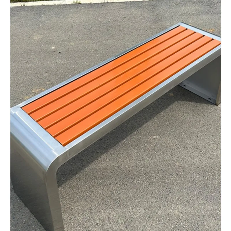 304 stainless steel park chair outdoor bench square outdoor bench anti-corrosion plastic wood chair public rest seat