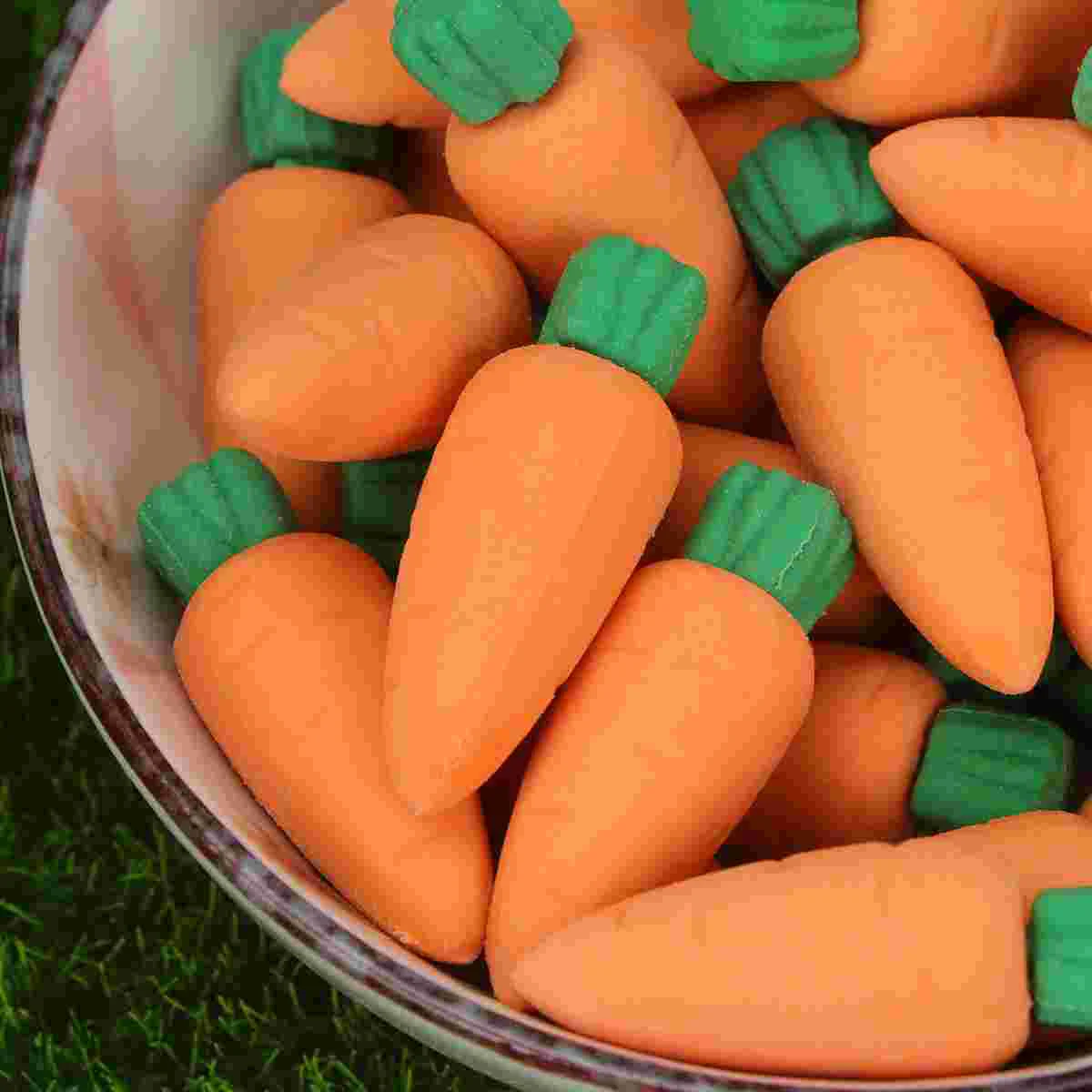 30pcs Novelty Carrot Shape Pencil Eraser Creative Stationery Office School Supplies Gift for Kids Students