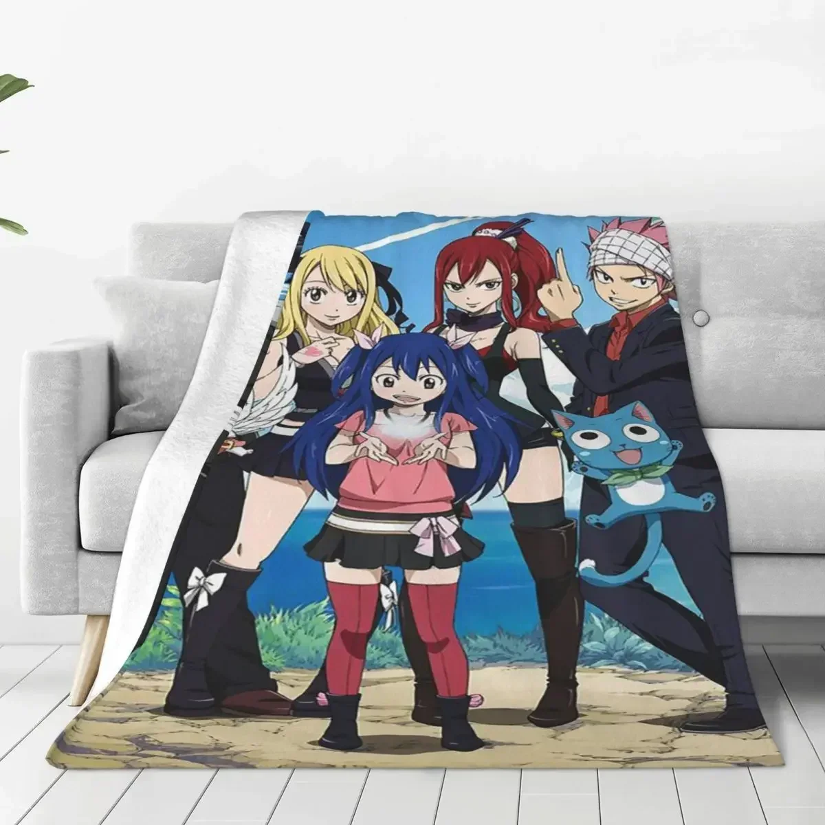 

Fairy Tail Anime Blankets Velvet All Season Fashion Plaid Cartoon Kid/Adult Lightweight Throw Blankets for Home Office Rug Piece
