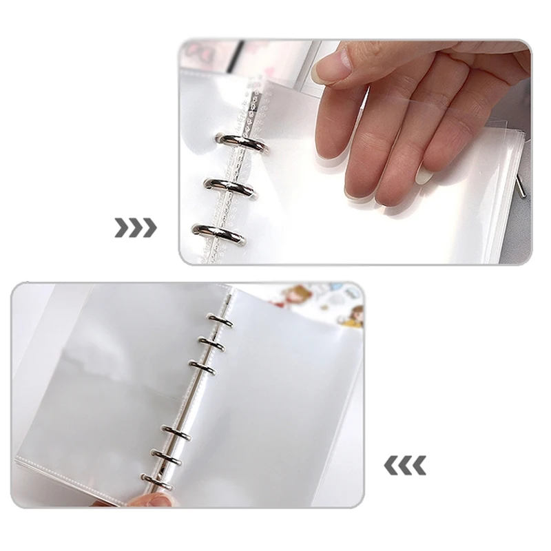 10pcs A5 A6 Transparent File Holder Notebook 6 Hole Loose Leaf Pouch DIY Document Bag Binder Photo Storage Folder Accessories