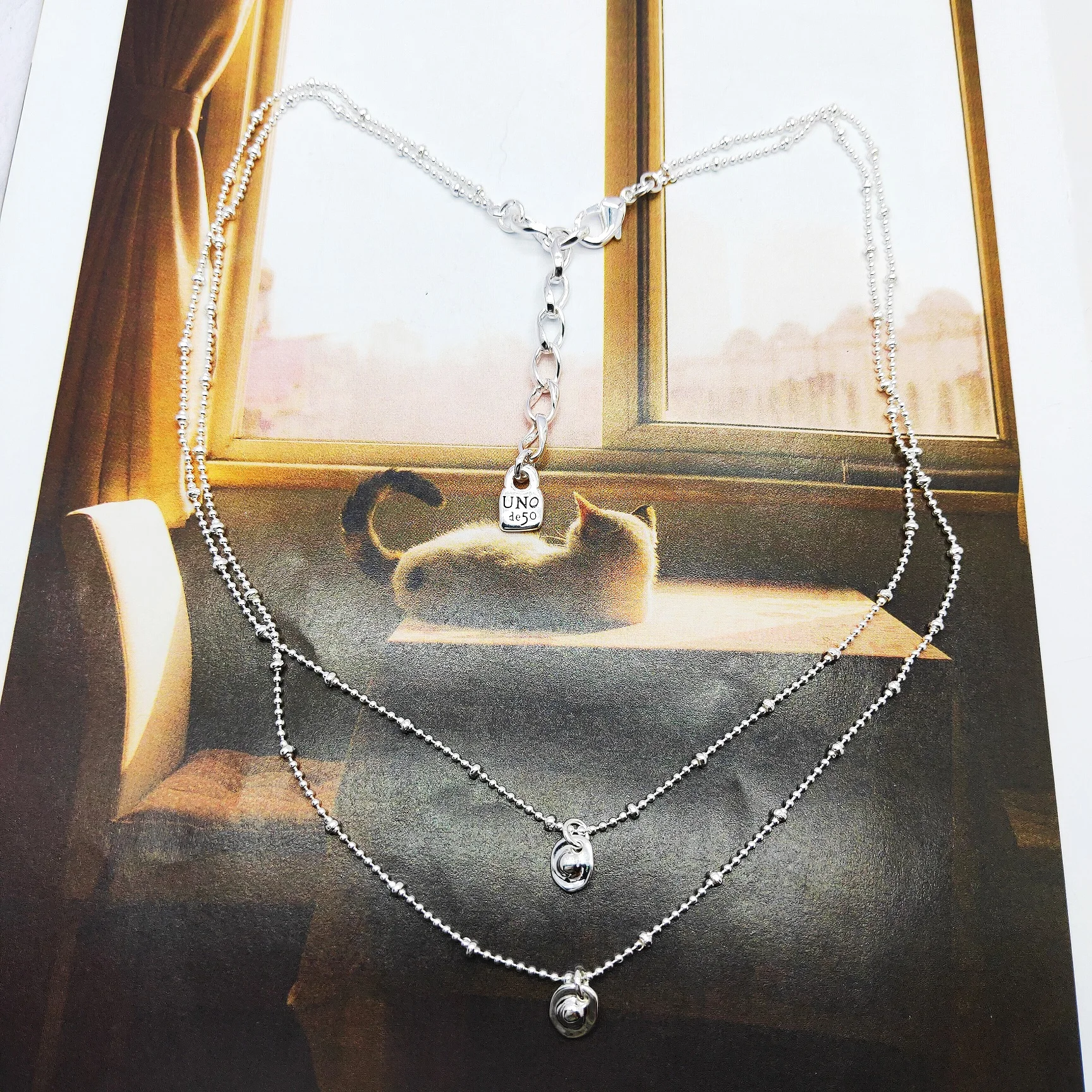 HSC 2022 new popular plated 925 silver color bead necklace can be given as a gift to women with shipping wholesale Fit UNO DE 50