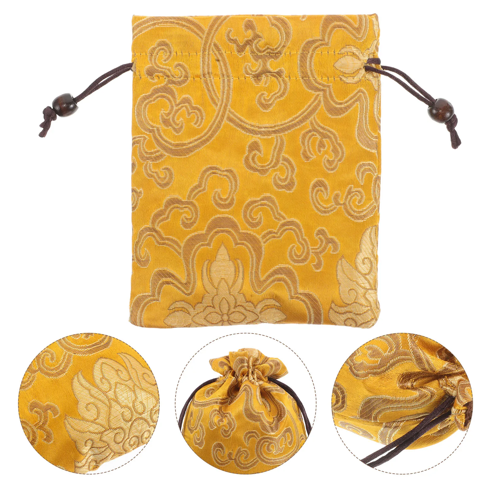 

Tibetan Brocade Jewelry Pouch Silk Drawstring Bag Chinese Style Storage Coin Pouch For Necklaces Bracelets Travel 13X16Cm