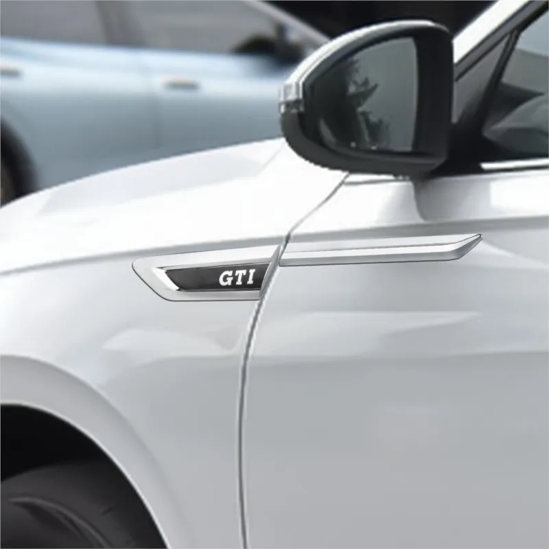 2pcs ABS Car Fender Side Wing Emblem Badge Stickers For Volkswagen VW R Rline 4 MOTION GTI CADDY Golf Polo GTD Beetle CC Tiguan