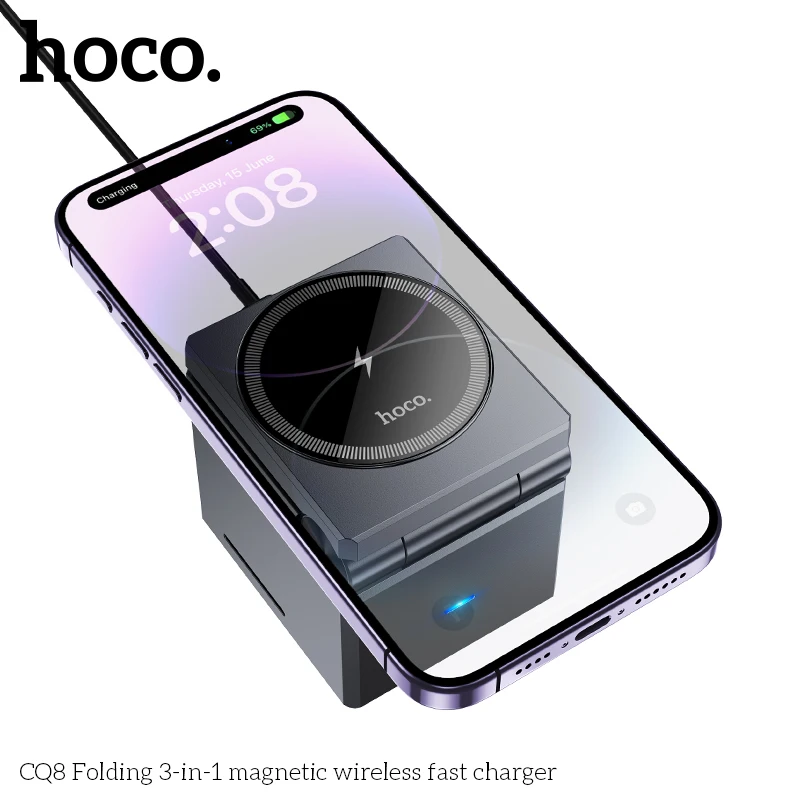 Imagem -03 - Hoco-suporte Magnético do Carregador sem Fio Cq8 em 15w Iphone 15 14 Pro Airpods Apple Ver Estação de Carregamento Rápido Suporte