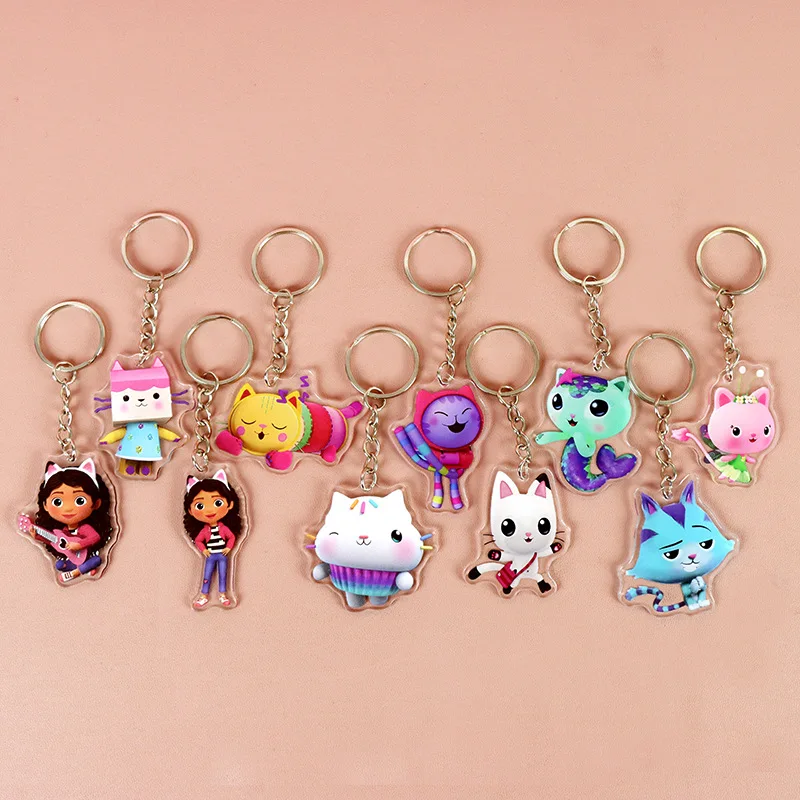 

Gabby Keychain Birthday Party Decor Gabby Dollhouse Acrylic Keychain Cute Doll Keyring Ornament Key Chain Pendant Kids Toys Gift
