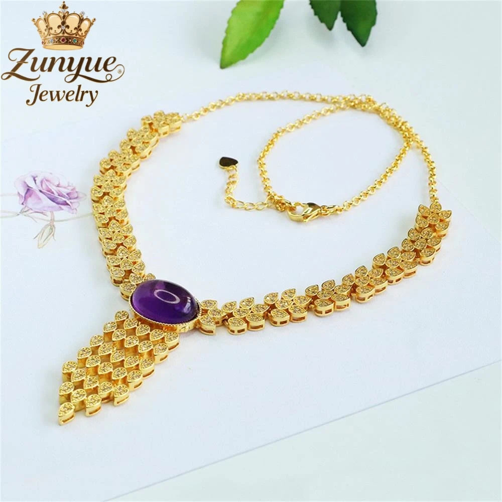 

Natural Amethyst Inlaid With Colorful Jewels Necklace Luxury Quality Fashion Fine Jewelry Exquisite Elegant Charms Popular Gift