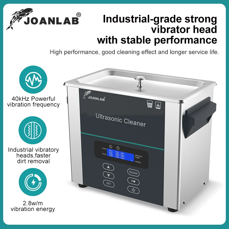 JOANLAB 220 В цифровой ультразвуковой очиститель с подогревом, промышленный очиститель очков, ювелирные изделия, стоматологическая лабораторная чистящая машина, портативный 2/3/6/10л