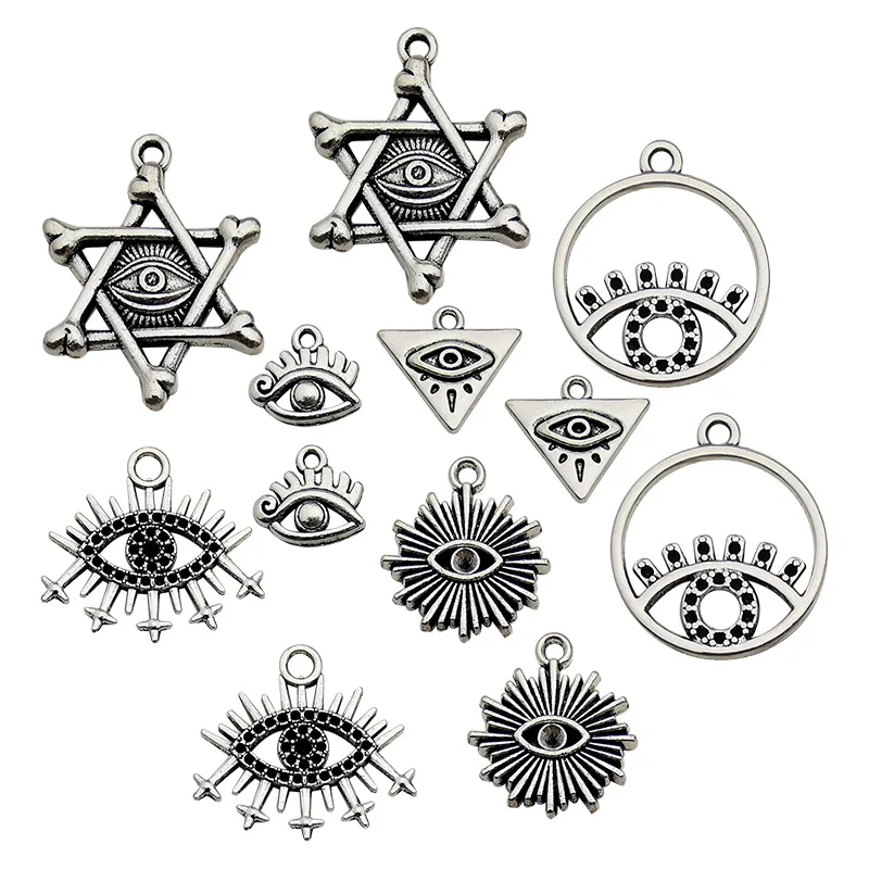 10pcs Mixed Eye of Horus Charms Alloy Metal Tibetan Magic Pendants For DIY Necklace Bracelet Jewelry Making Crafting Supplies