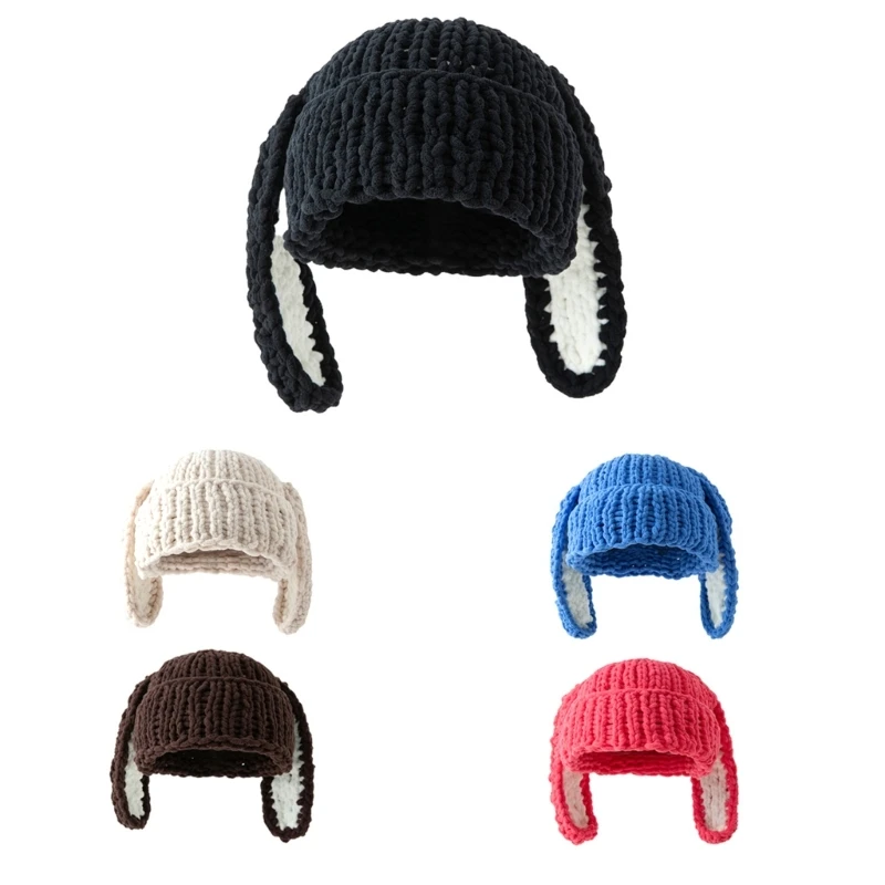 49MD Pullover Soft Ear Hat Warm Headwear for Women Winter Cycling Climbing Skiing Pullover Ear Hat Thick Lining