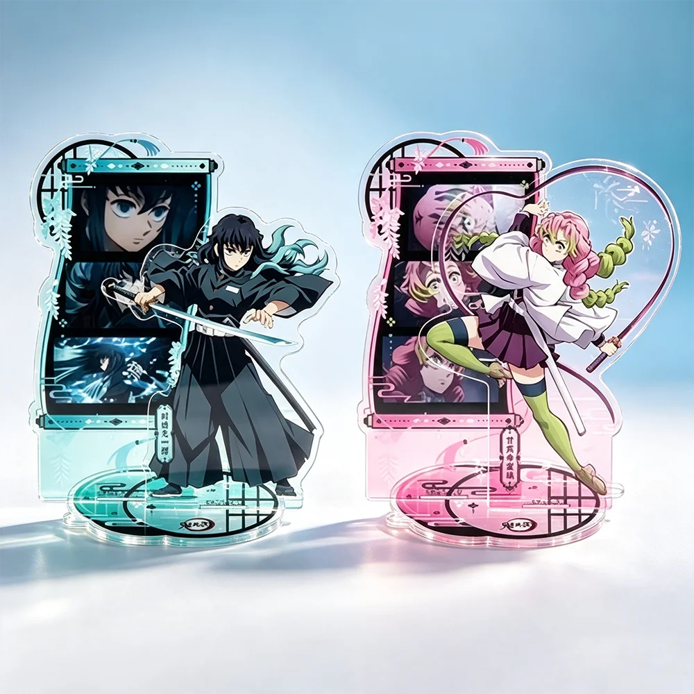 Demon Slayer Dual Character Acrylic Stand Muichiro Mitsuri Scene Splicing Design Color GradientBaseDesktopOrnament Birthday Gift