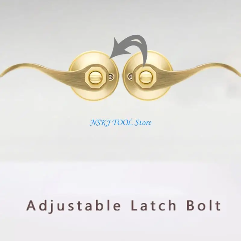 L8RC Doorsh Brass Door Levers الذهب الداخلي غرفة نوم الحمام قفل الباب الخشب #3