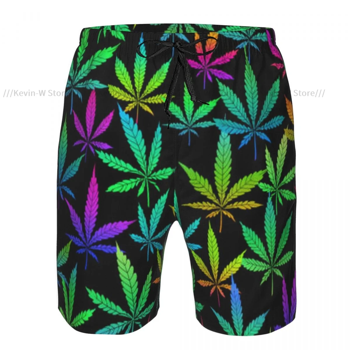 Summer Men's Swimwear Shorts Rainbow Plant Leaves Beachwear Swim Trunks Men Swimsuit