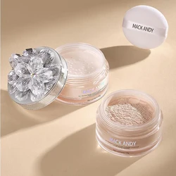 Crystal Flower Glittering Translucent Lanhuage Oil Control Waterproof Matte Finish Loose Face Foundation Powder Make Up