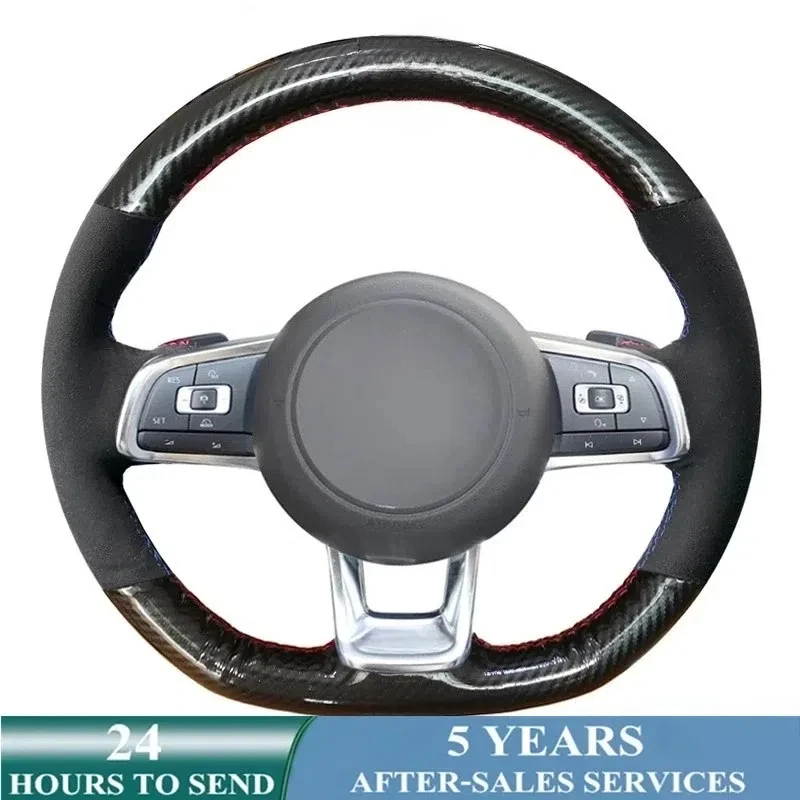 Customized Car Steering Wheel Cover Hand Sewing Braid Suede For Volkswagen Golf 7 GTI Golf R MK7 VW Polo GTI Scirocco 2015 2016