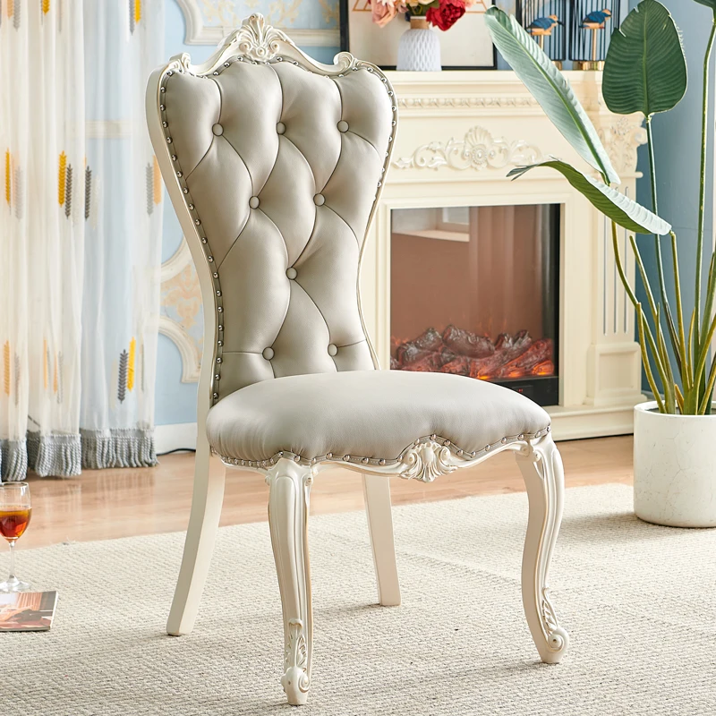 European Style Solid Wood Modern Dining Chairs Home Restaurant  Accent Chairs Comfortable Cafe Chairs
