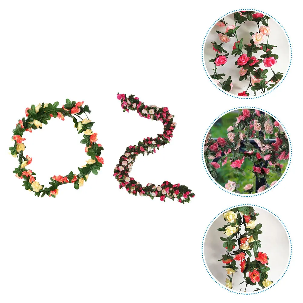 

2Pcs Simulated Rose Vines Artificial Flower Vines for Holiday Party Home Bar Shop Decor Festive Atmosphere Decoration Props