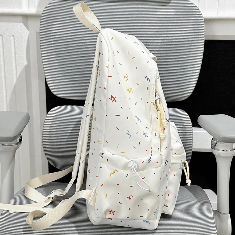 Cute Star Print Travel Backpack Nylon Multi-pocket Student Schoolbag Portable Large Capacity Laptop Daypack