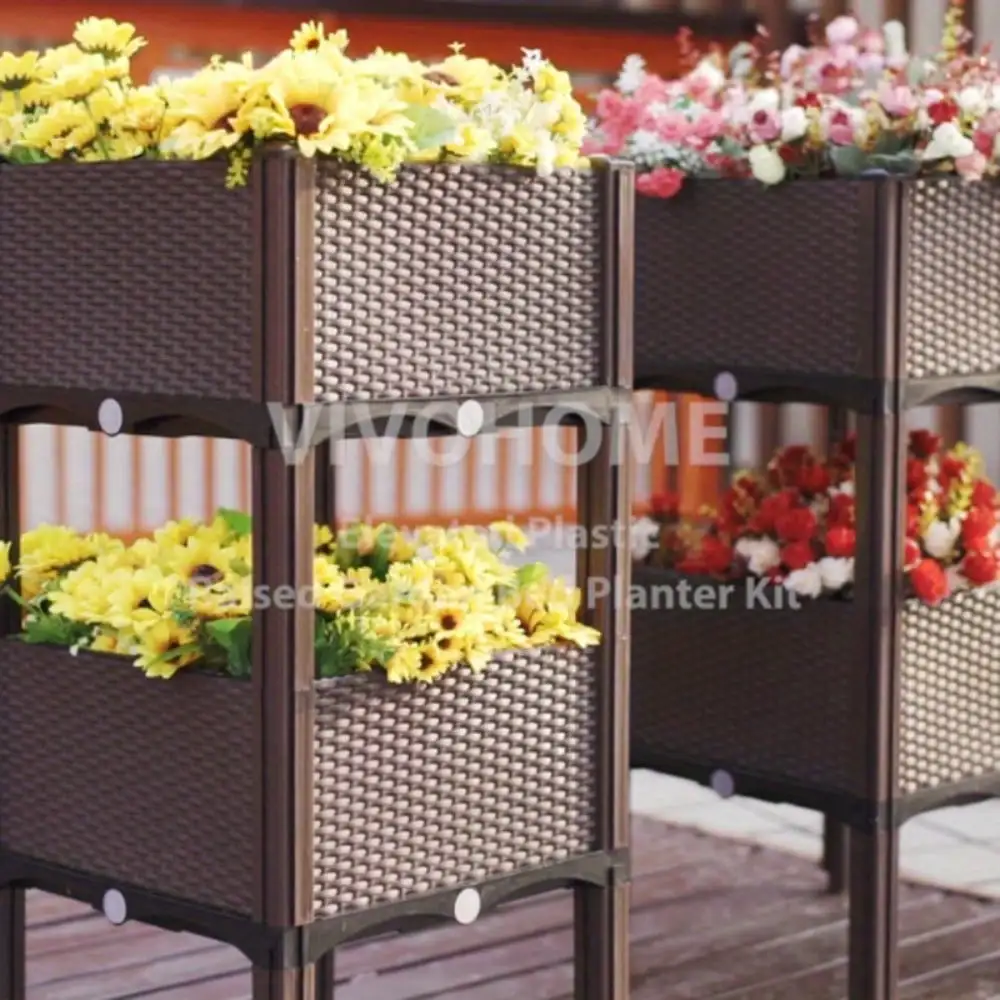 4pcs Elevated Raised Garden Bed Patio Porch Planter Box Flower Vega Grow Stand