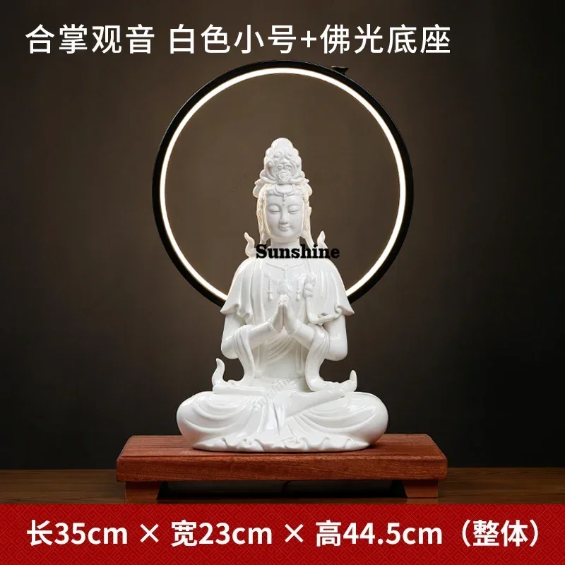 Ceramic Lotus Water Moon Free Guanyin Zen Living Room Hallway Ornaments Buddha Statue Crafts