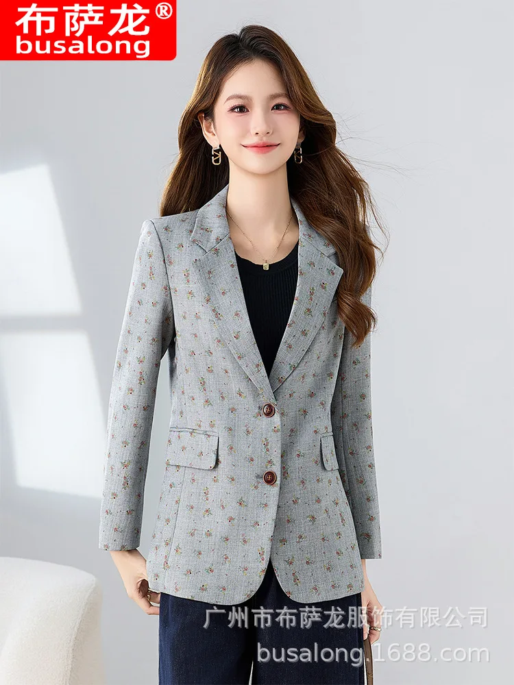 

2025Новый стильный модный костюм, повседневный женский профессиональный пиджак с длинными рукавами, официальная женская одинарная куртка, рабочая одежда25108