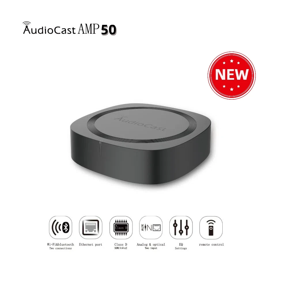 

Ieast Audiocast amp50 wireless WiFi & Bluetooth 5 amplifier audio receiver lossless multi room airplay, DLNA, UPnP tidal