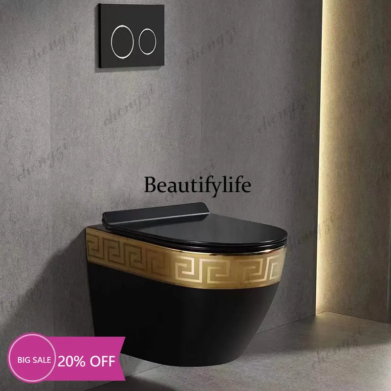 MM02 Black wall-mounted toilet, suspended golden toilet, wall-mounted concealed toilet