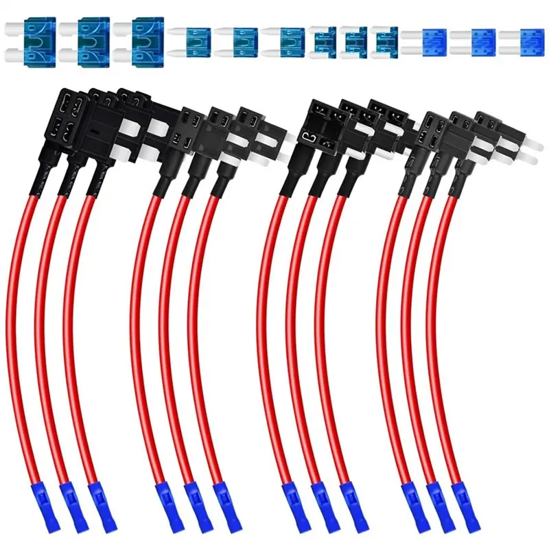 ABQB-12 Pack Mini Micro2 Add-A-Circuit Fuse Tap Kit 12V Car Fuse Adapter With Wire For Dash Cam LED Accessories