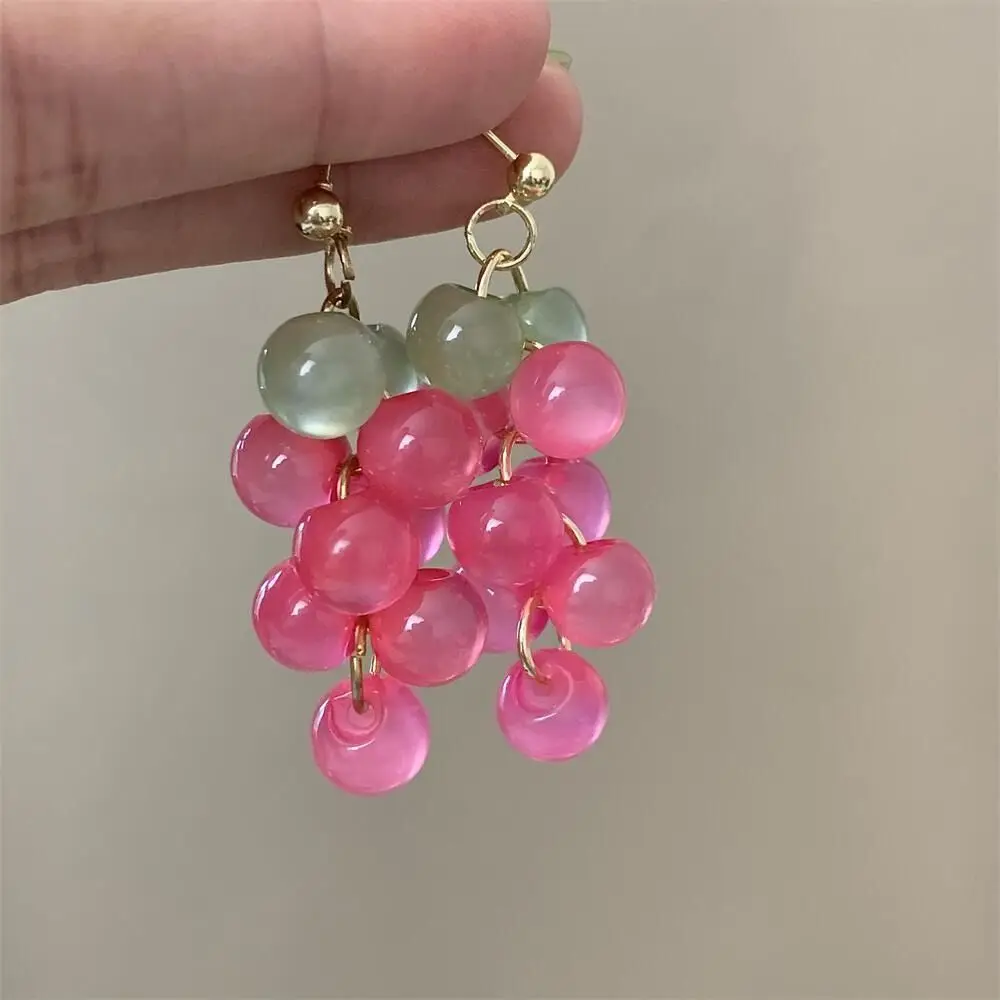 الإبداعية بوهيميا أقراط الفاكهة استرخى القرط لطيف الاكريليك العنب أقراط سبيكة الكورية نمط الخرز أقراط عطلة