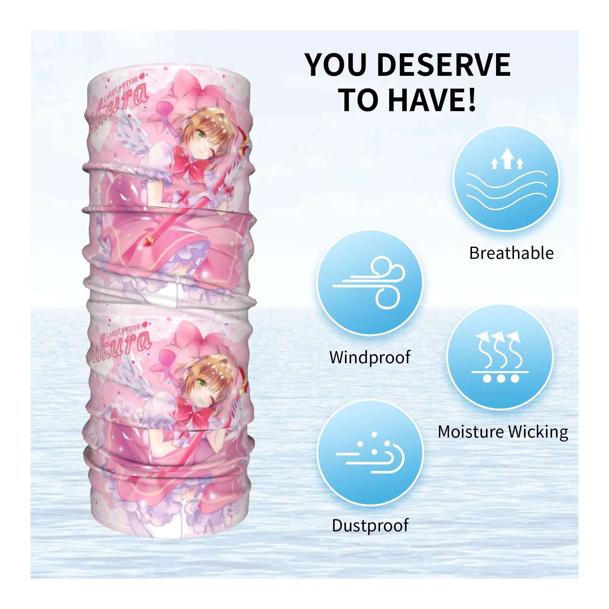 انمي ياباني كاردكابتور ساكورا الكرتون باندانا الشتاء الرقبة أدفأ المرأة يندبروف التفاف الوجه وشاح للمشي الجراب عقال #3