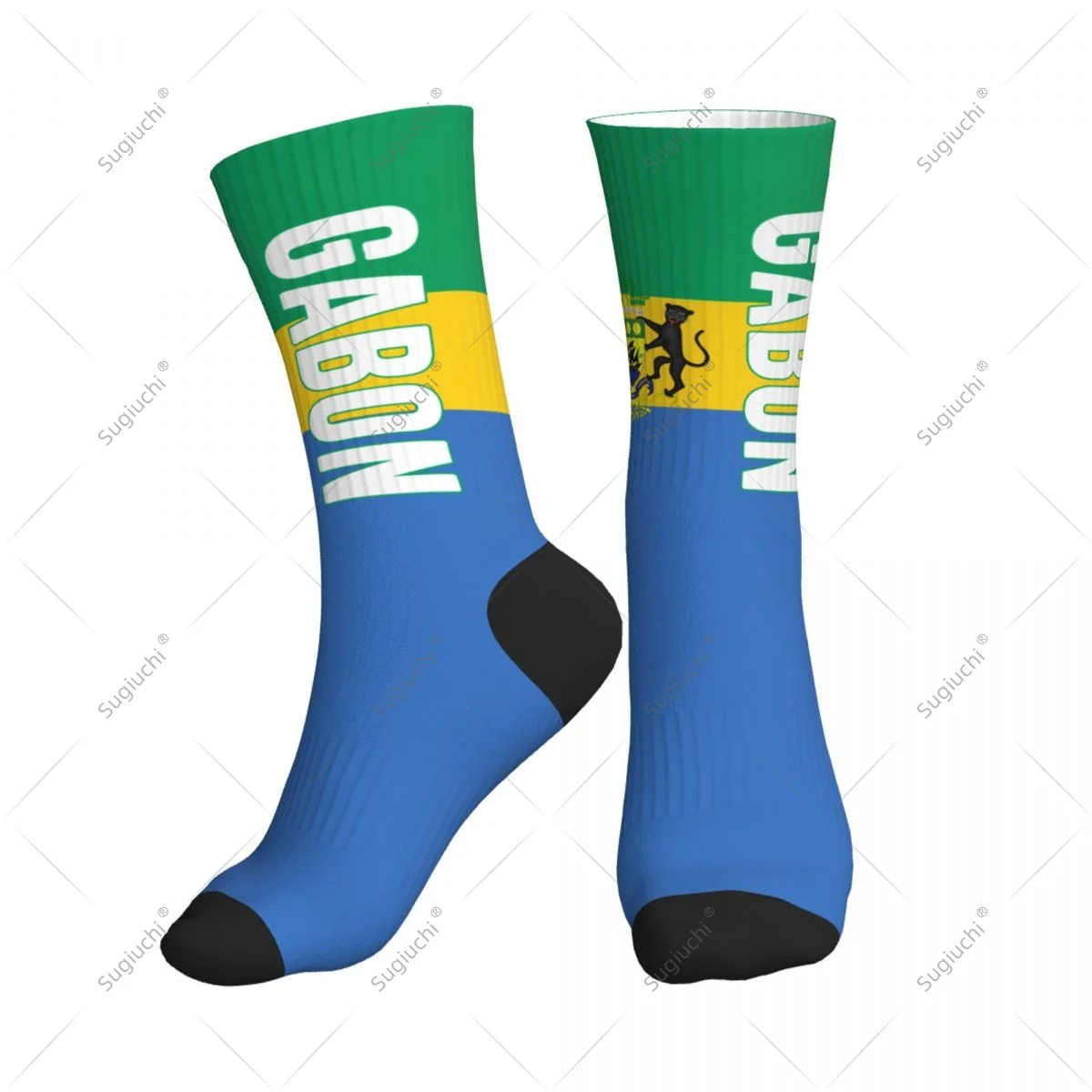 

3D Printed Gabon Flag Polyester Mid-calf Socks For Men Women Kawaii Socks Street Skateboard Socks