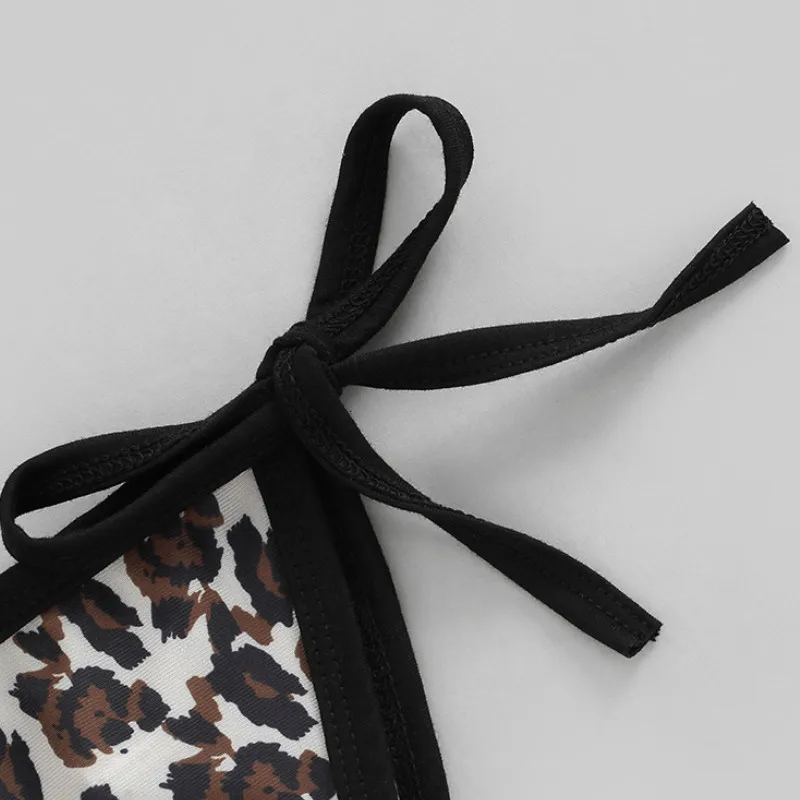 Bañador con estampado de leopardo para niñas pequeñas, conjunto de Bikini de 2 piezas, ropa de playa