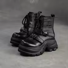7cm Cow Genuine Leather Women Zip Platform Wedge Autumn Ankle Boot Knee High Booties Elthnic Spring Flats Rubber Comfy Shoes - AliExpress