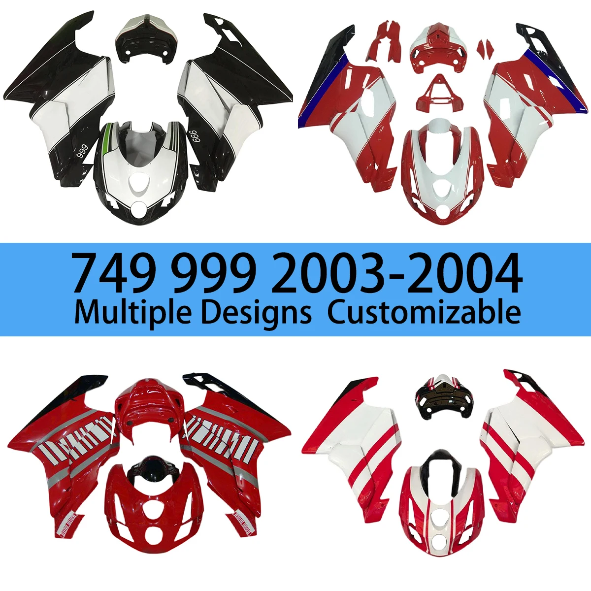 Hot Style Fairings 999 2003 2004 ABS Plastic Motorcycle Fairing Kit Aftermarket Bodywork for DUCATI 749 03 04