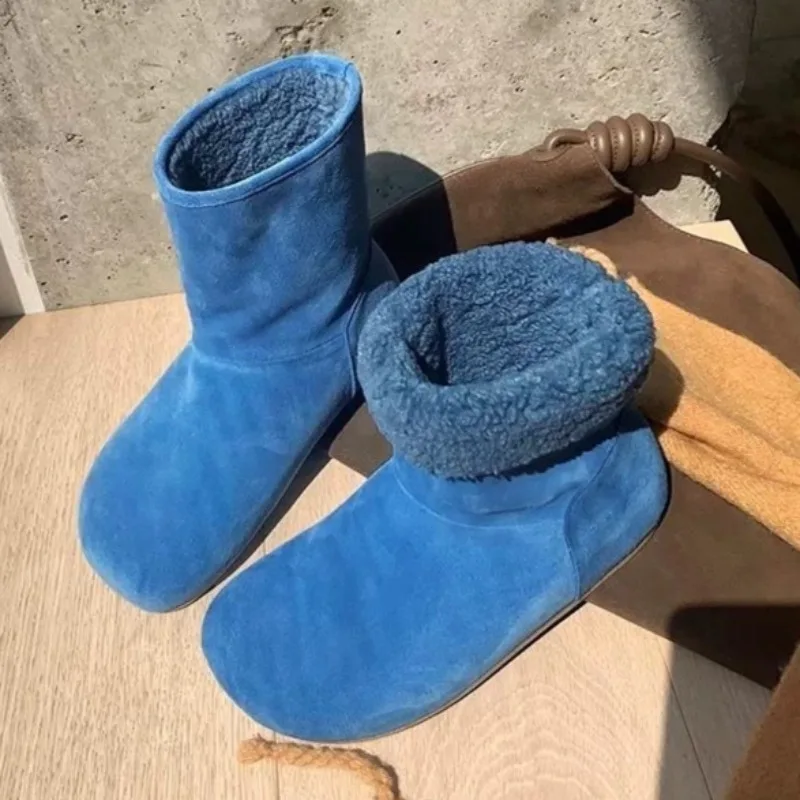Flats Women Plush Short Boots Fashion Casual Winter Shoes 2025 New Trends Snow Ankle Boots Designer Comfort Zapatillas De Mujer