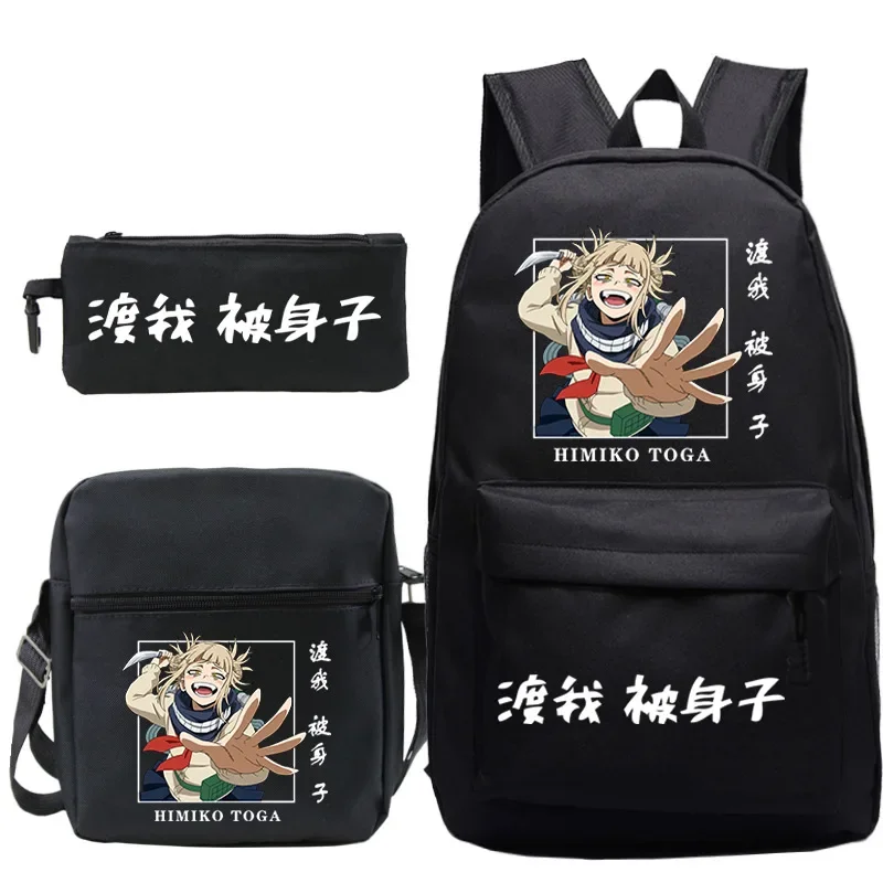 Sac à dos Anime My ForeAcademia HimATM Toga, sacs d'école, sac à dos de voyage, Boku No, étudiant, ensemble de 3 pièces