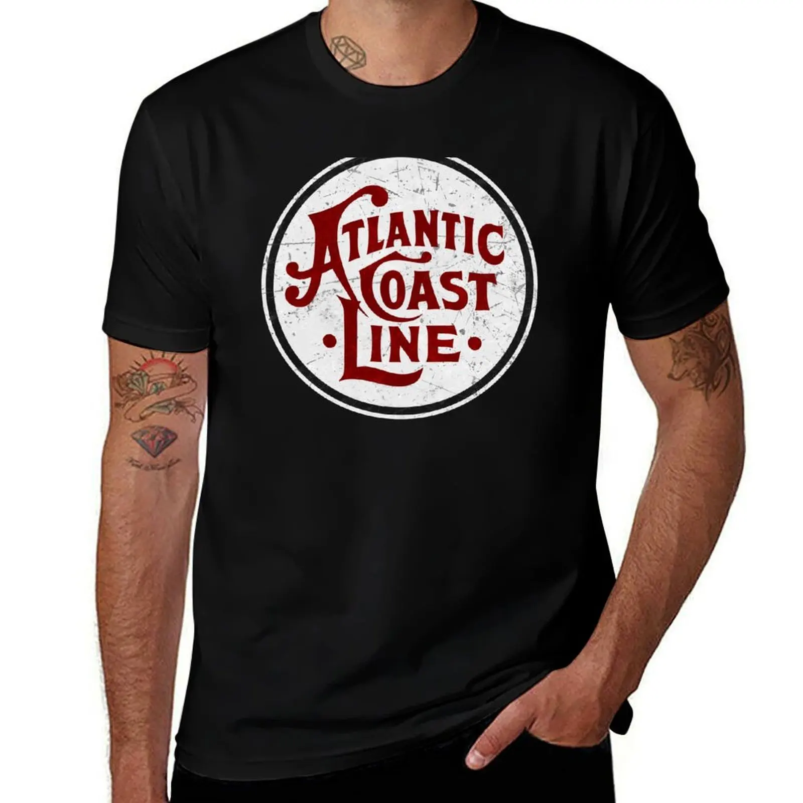 

Vintage Atlantic high Coast Line t shirts cotton Train shirts t quality T-Shirt cotton pack for man Railway