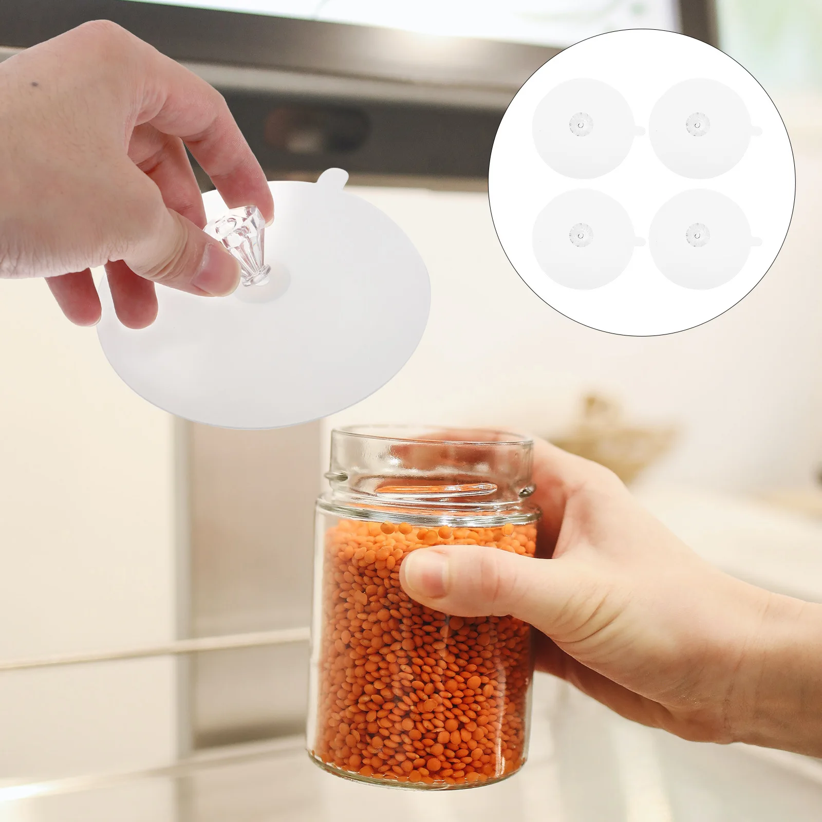 

4Pcs Transparent Silicone Cup Cover Reusable Mug Lid for Home Kitchen Leak-Proof Simple Design Wear-Resistant Smooth Edge Cup