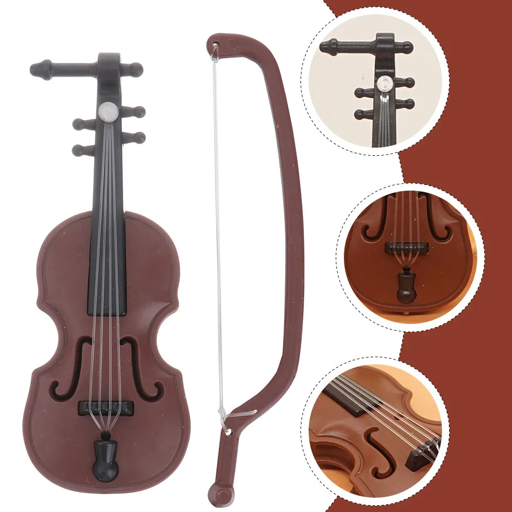 

10 set Simulation Violin Mini Decorative Musical Instrument Household Adornment Desktop Ornament Photo Prop Resin Fake Tiny