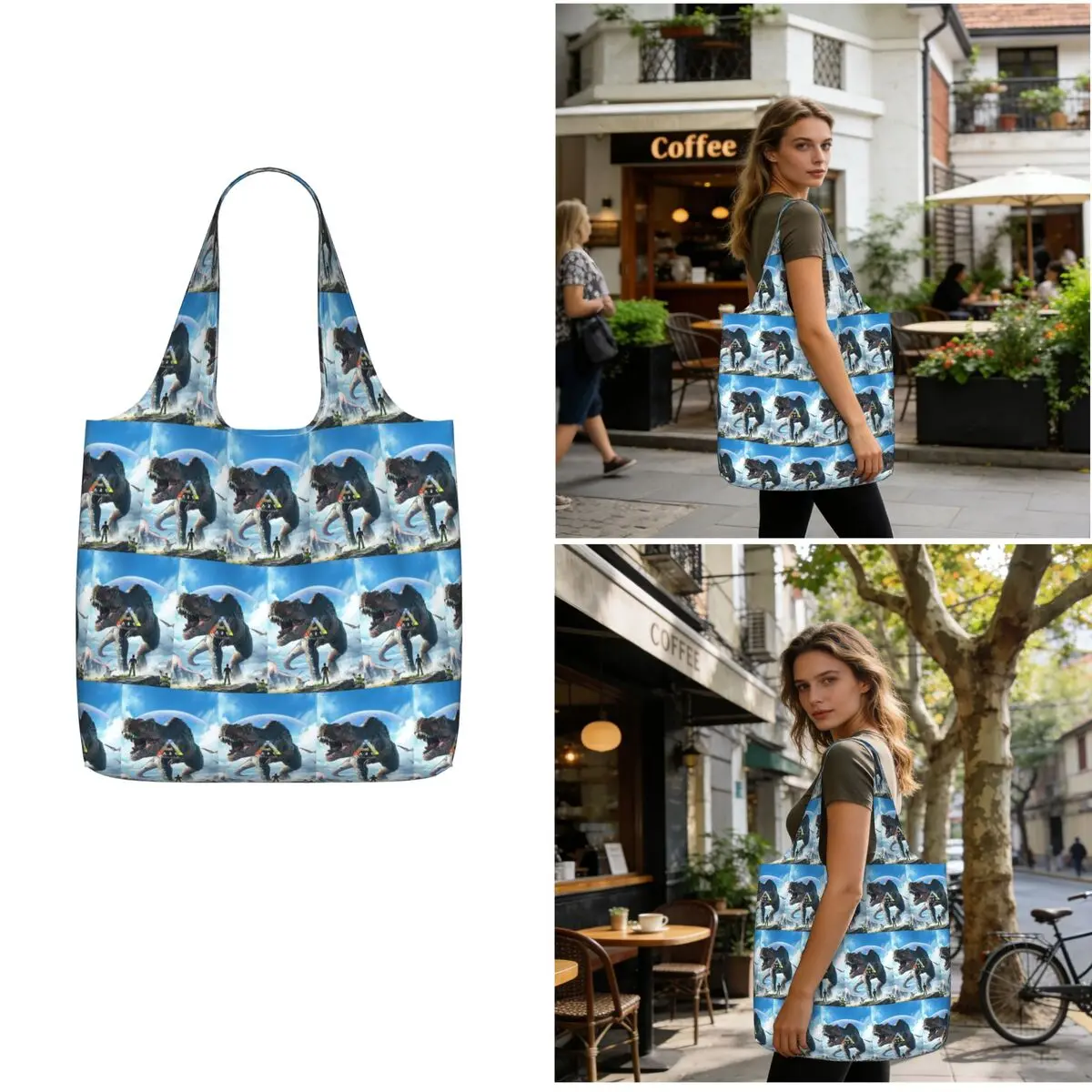 Sac fourre-tout en toile grande capacité pour femmes, idéal pour le shopping, les courses ou comme sac à bandoulière – Collection Ark Survival Evolved