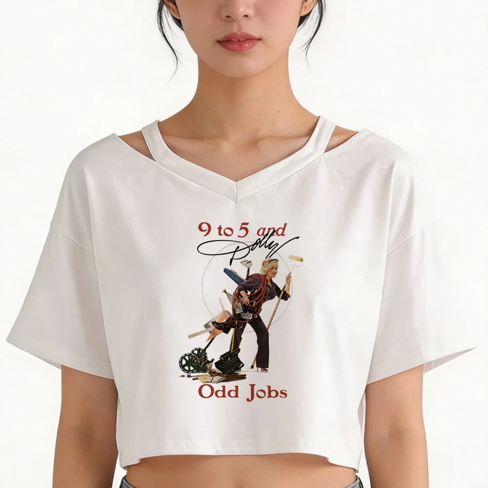 Dolly Parton cropped top female y2k scene  baddie kawaii graphic shirt funny emo kawaii party alternative