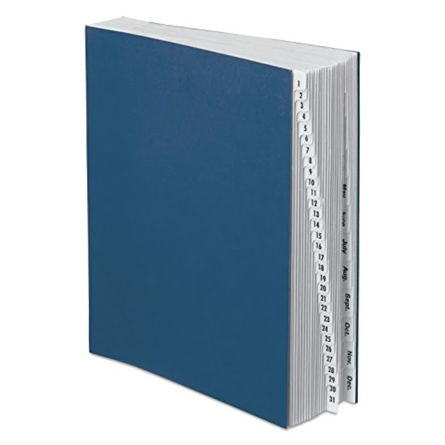 

Expanding Desk File Laminated Daily and Monthly Tabs Letter Size Navy Each DDF5-OX
