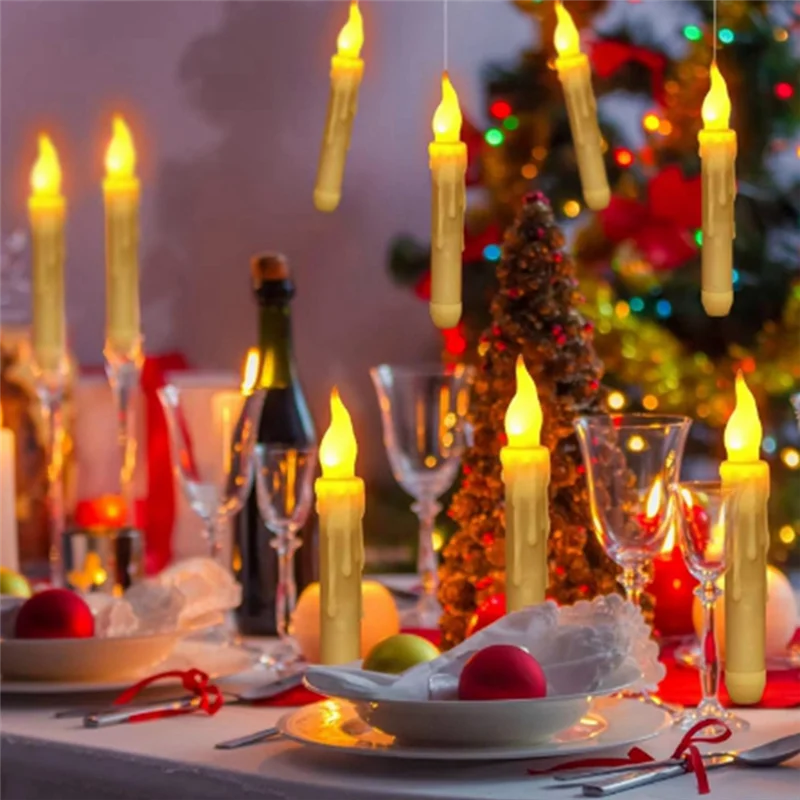 ABKJ-Halloween Candles With Remote Control LED Flameless Candles For Supplies Birthday Family Decoration