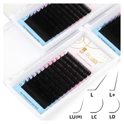 RUJADE L+ LC LD LU M Curl Handmade Korean Pbt L Individual Eyelash Extension Matte Black Soft Faux Mink L Eyelashes Makeup Cilio