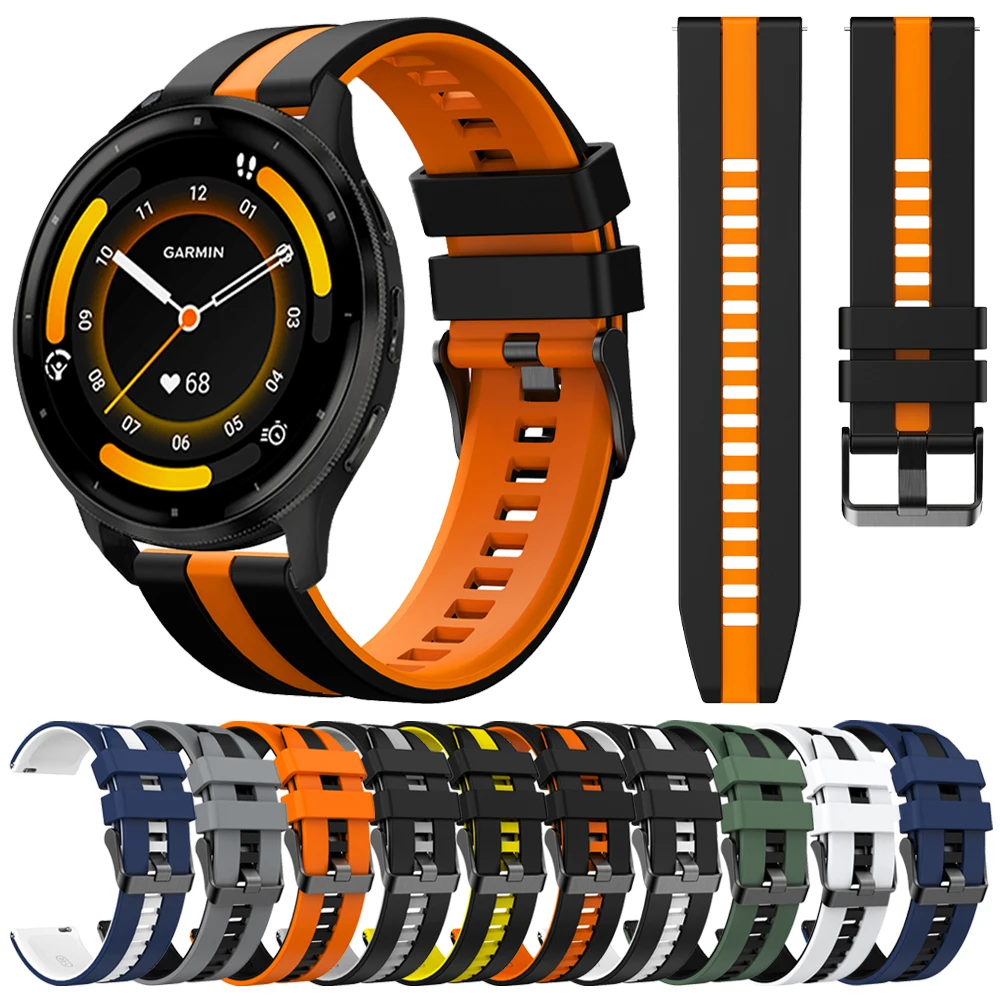 20 22 mm Sport-Gummiarmband für Garmin Forerunner 265 255 55 245M Armband Venu 3 2 SQ 2 2 Plus/Vivoactive 4 5 Flexibles Armband